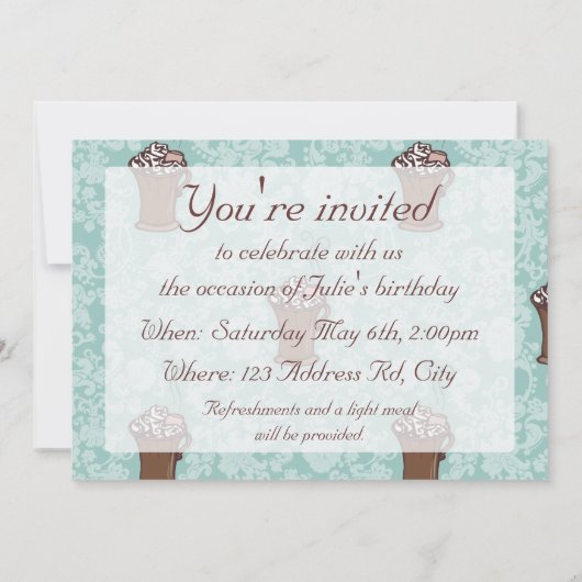 Roココア、5" x7"招待 招待状 (裏面)