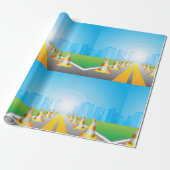Road Cones Leading To A City Wrapping Paper ラッピングペーパー (アンロールド)