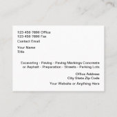 Road Construction Asphalt And Concrete 名刺 (裏面)