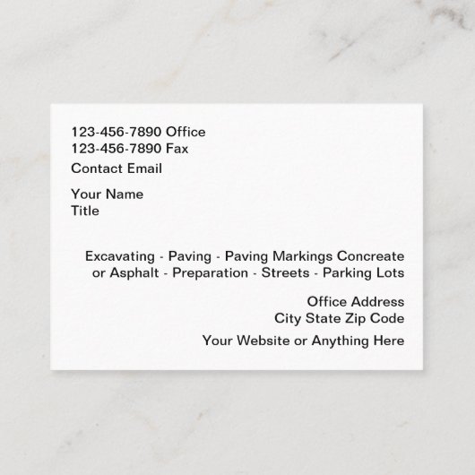 Road Construction Asphalt And Concrete 名刺 (裏面)