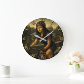 Road Cyclist Funny Mona Lisa Gift for Road Bike ラージ壁時計 (ホーム)