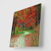 ROAD FOREST TREES BOTANICAL NATURE LANDSCAPE スクエア壁時計 (傾斜)