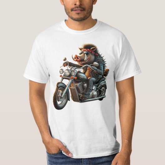 Road Hog Biker T-Shirt | Rebel Motorcycle Hog Desi Tシャツ (正面)