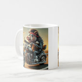 Road Hog Motorcycle Mug | Biker Pig Riding Chopper コーヒーマグカップ (正面左)