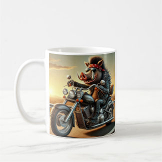 Road Hog Motorcycle Mug | Biker Pig Riding Chopper コーヒーマグカップ