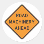 Road Machinery Aheadスタンプ ラウンドシール (正面)