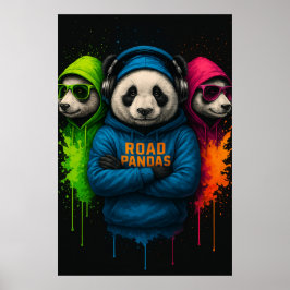 Road Pandas Crew — Cool Urban Animal Art ポスター
