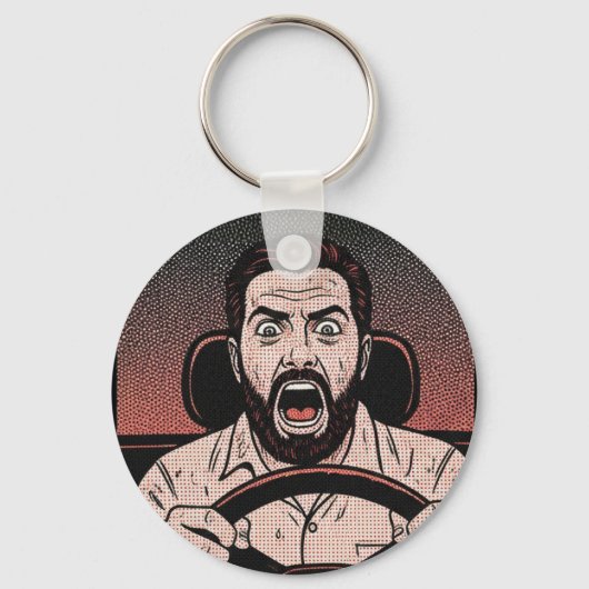 Road Rage Comic – Driver’s Fury Unleashed キーホルダー (正面)