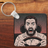 Road Rage Comic – Driver’s Fury Unleashed キーホルダー (正面)