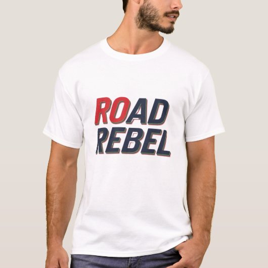 Road Rebel T-Shirt - Mensのはっきりしたバイクもしくは自転車に乗る人スタイル Tシャツ (正面)
