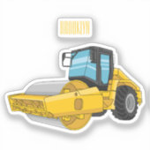 Road roller cartoon illustration シール (正面)