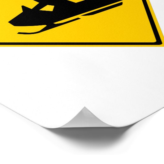 Road Snowmobile Warning Sign Snow Winter ポスター (角)