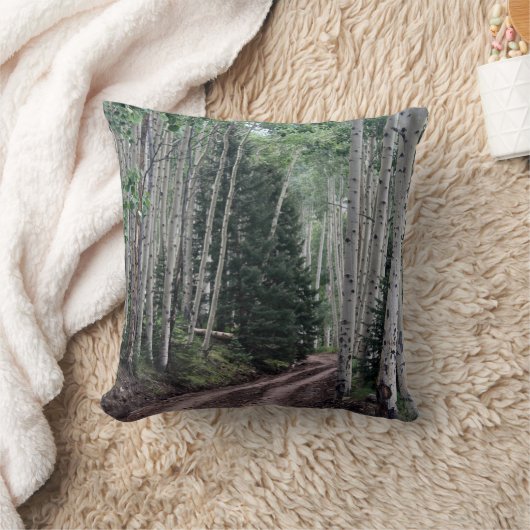 Road Through The Birch クッション (ブランケット)