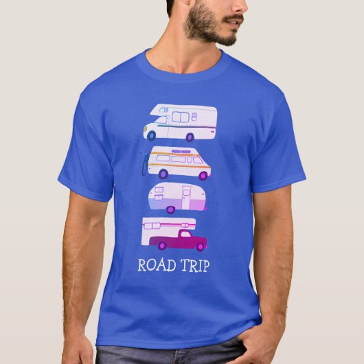 ROAD TRIPカンパーヴァンライフRVトレーラカスタムー Tシャツ (正面)