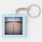 Road Trip Photos Baby Blue Gingham キーホルダー (裏面)