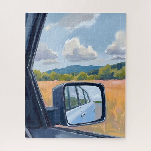 Road Trip | Rear View Mirror Watercolor Travel ジグソーパズル (縦)