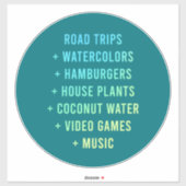 "Road Trips + Water colors"ご自分表現用 シール (シート)