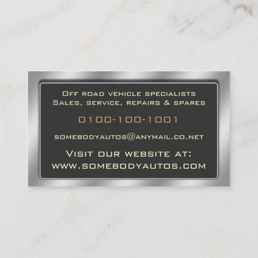 Roadersのタイヤの名刺のテンプレート13を離れて 名刺 (裏面)