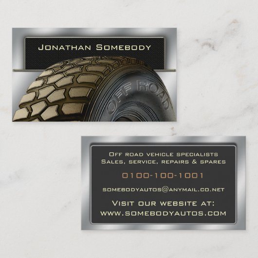 Roadersのタイヤの名刺のテンプレート13を離れて 名刺 (正面/裏面)