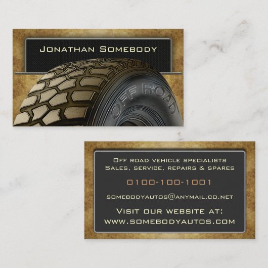 Roadersのタイヤの名刺のテンプレート14を離れて 名刺 (正面/裏面)