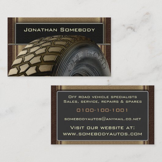 Roadersのタイヤの名刺のテンプレート15を離れて 名刺 (正面/裏面)