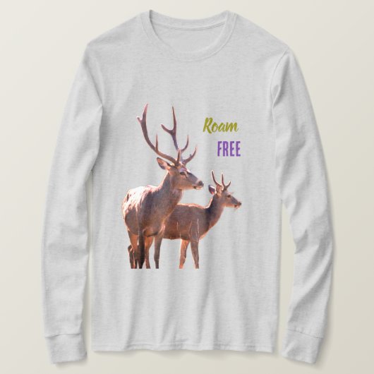 Roam Free Deers Long Sleeves Top Tシャツ (デザイン正面)