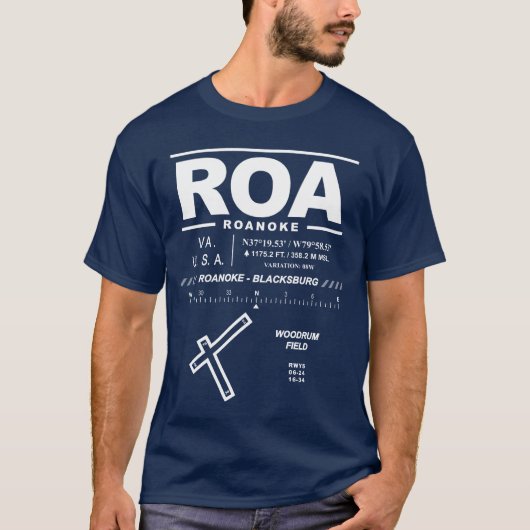 Roanoke - Blacksburg Regional Airport ROA Tシャツ (正面)