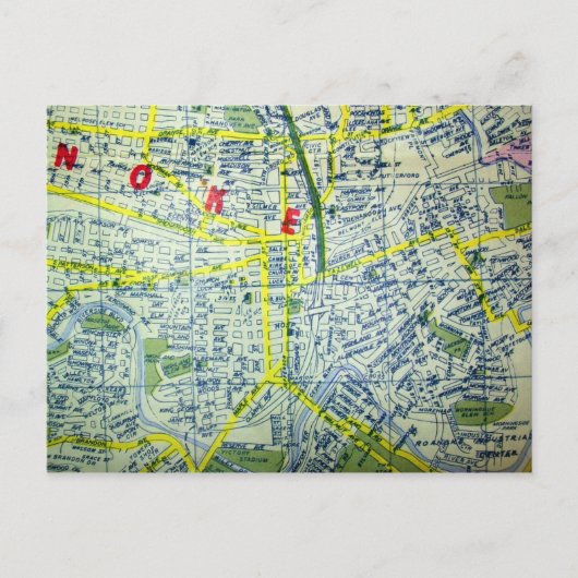 Roanoke、VAヴィンテージマップ ポストカード (正面)