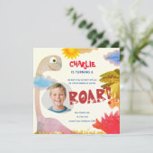 ROARパーソナライズされた恐竜誕生日 招待状 (スタンド正面)