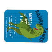 Roar恐竜キッズブルーバースデーパーティーの招待 マグネット (横)