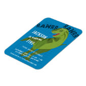 Roar恐竜キッズブルーバースデーパーティーの招待 マグネット (左側)