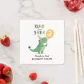 Roar私は3レックスキッズサードバースデーパーティーだ スタンダードカクテルナプキン (インサイチュ)