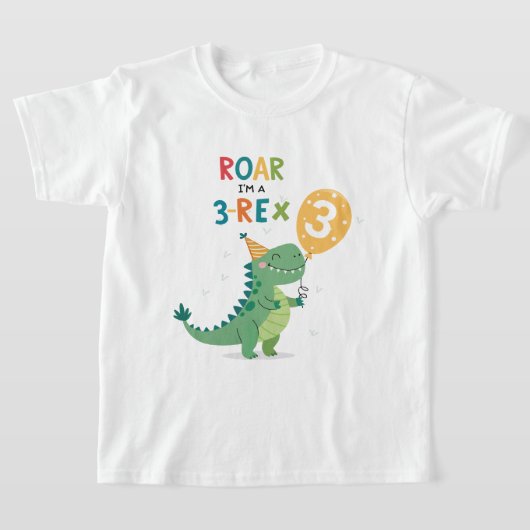 Roar私は3レックスキッズサードバースデーパーティーだ Tシャツ (レイダウン)