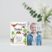 Roar Dinosale Jungle誕生日写真ありがとう ポストカード (スタンド正面)