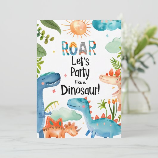 ROAR! Dinosaur Birthday Party 招待状 (スタンド正面)