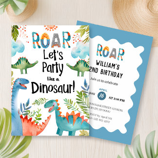 ROAR! Dinosaur Birthday Party 招待状