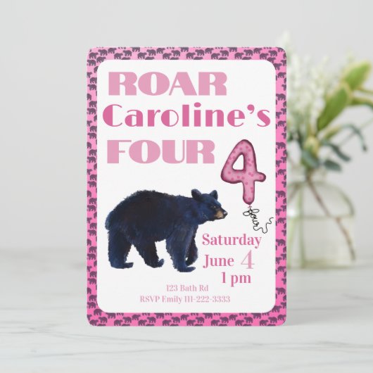 Roar Four Bear 4th Birthday Invitation 招待状 (スタンド正面)