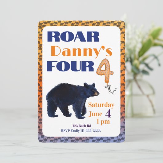 Roar Four Bear 4th Birthday Invitation 招待状 (スタンド正面)