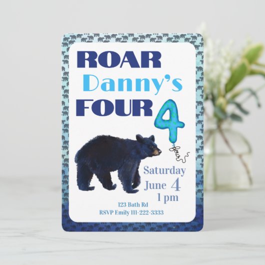 Roar Four Bear 4th Birthday Invitation 招待状 (スタンド正面)
