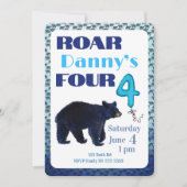 Roar Four Bear 4th Birthday Invitation 招待状 (正面)