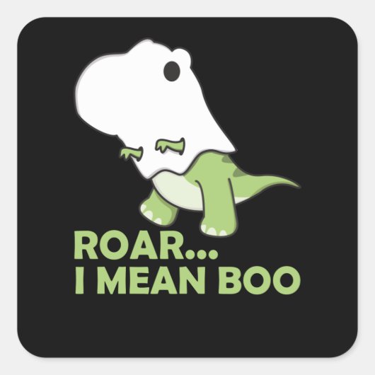 Roar IはブーかわいいかわいいハロウィーンTレックス幽霊 スクエアシール (正面)