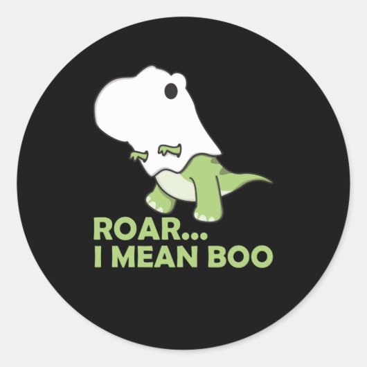 Roar IはブーかわいいかわいいハロウィーンTレックス幽霊 ラウンドシール (正面)