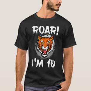 Roar I'm 10 Tiger Animal Themed Birthday Party Cel Tシャツ