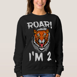 Roar I'm 2 Tiger Animal Themed Birthday Party Cele スウェットシャツ