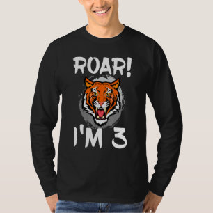 Roar I'm 3 Tiger Animal Themed Birthday Party Cele Tシャツ