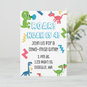 Roar I'm 4恐竜の誕生日パーティーの招待状 招待状 (スタンド正面)