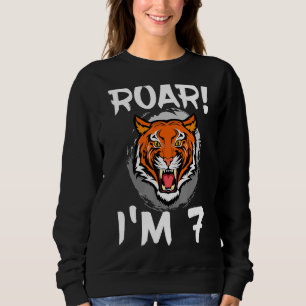 Roar I'm 7 Tiger Animal Themed Birthday Party Cele スウェットシャツ