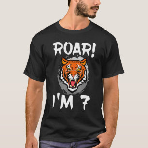 Roar I'm 7 Tiger Animal Themed Birthday Party Cele Tシャツ