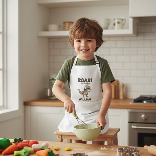 ROAR! I'm Cooking Funny Dinosaur Chef Kid's Apron 子供用エプロン