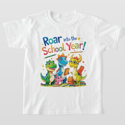 Roar into the School Year – Cute Dinosaur Back to  Tシャツ (レイダウン)